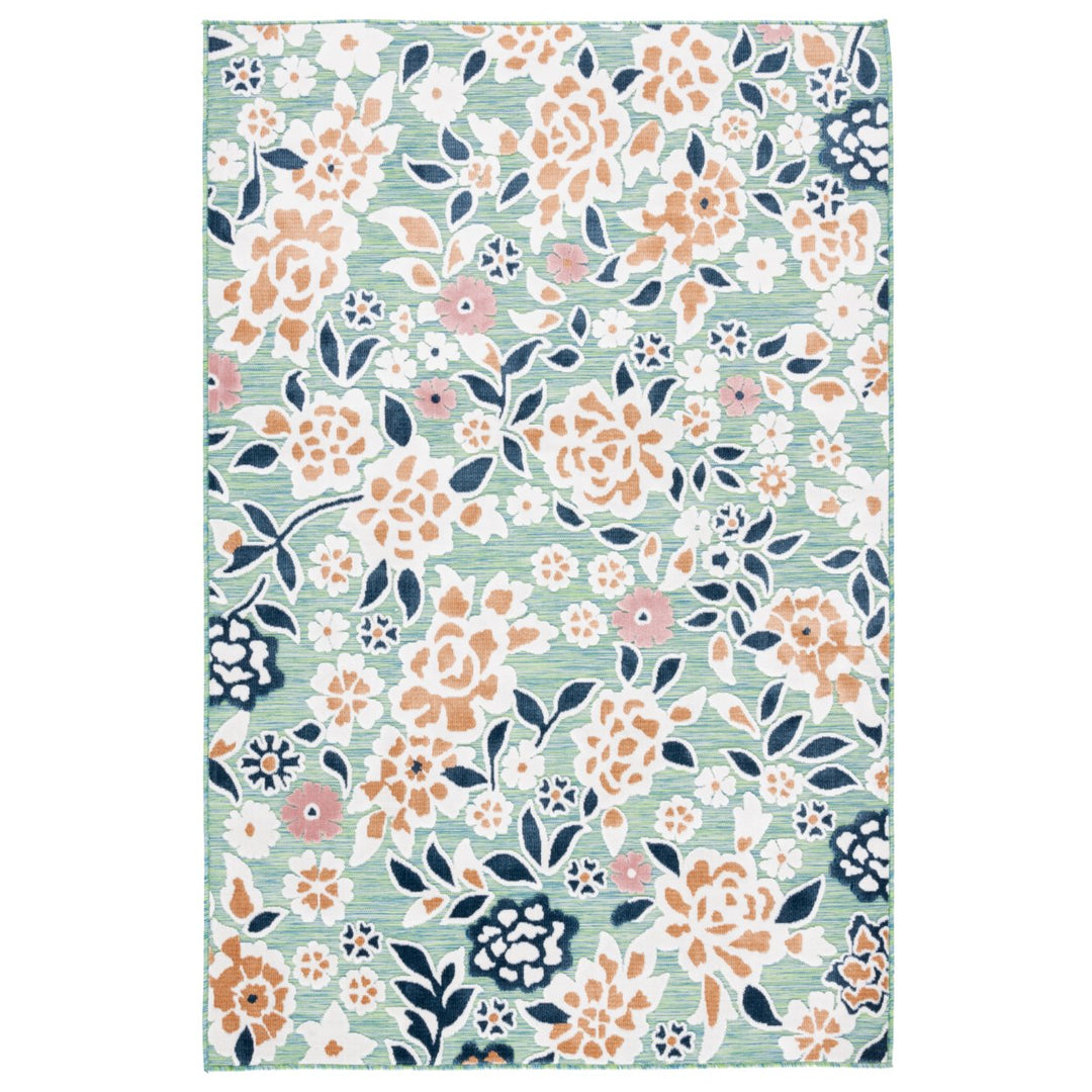 SAFAVIEH Outdoor CBN485N Cabana Collection Green / Navy Rug Image 1