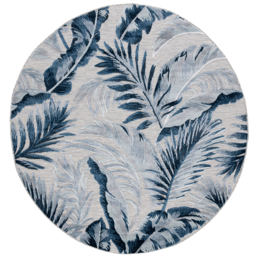 SAFAVIEH Outdoor CBN452N Cabana Collection Grey / Navy Rug Image 1