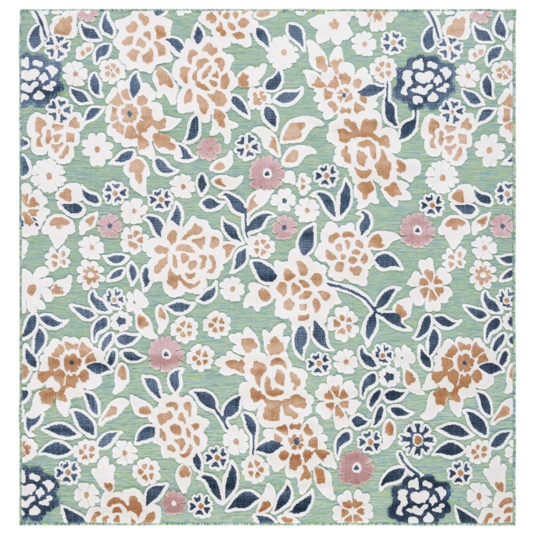 SAFAVIEH Outdoor CBN485N Cabana Collection Green / Navy Rug Image 5