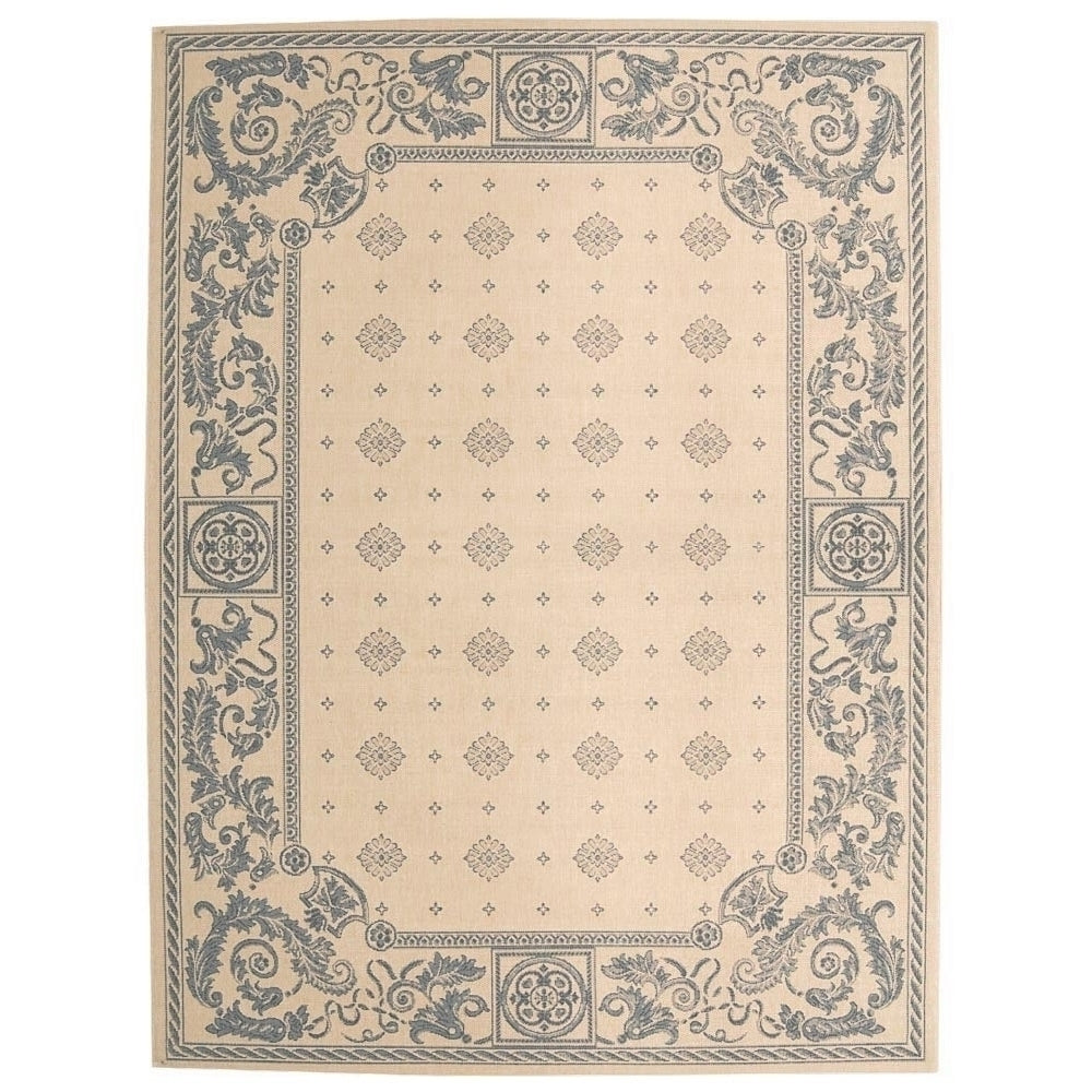 SAFAVIEH Outdoor CY1356-3101 Courtyard Natural / Blue Rug Image 3