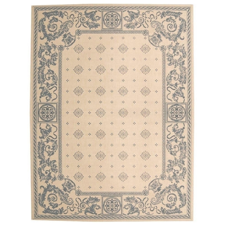 SAFAVIEH Outdoor CY1356-3101 Courtyard Natural / Blue Rug Image 3