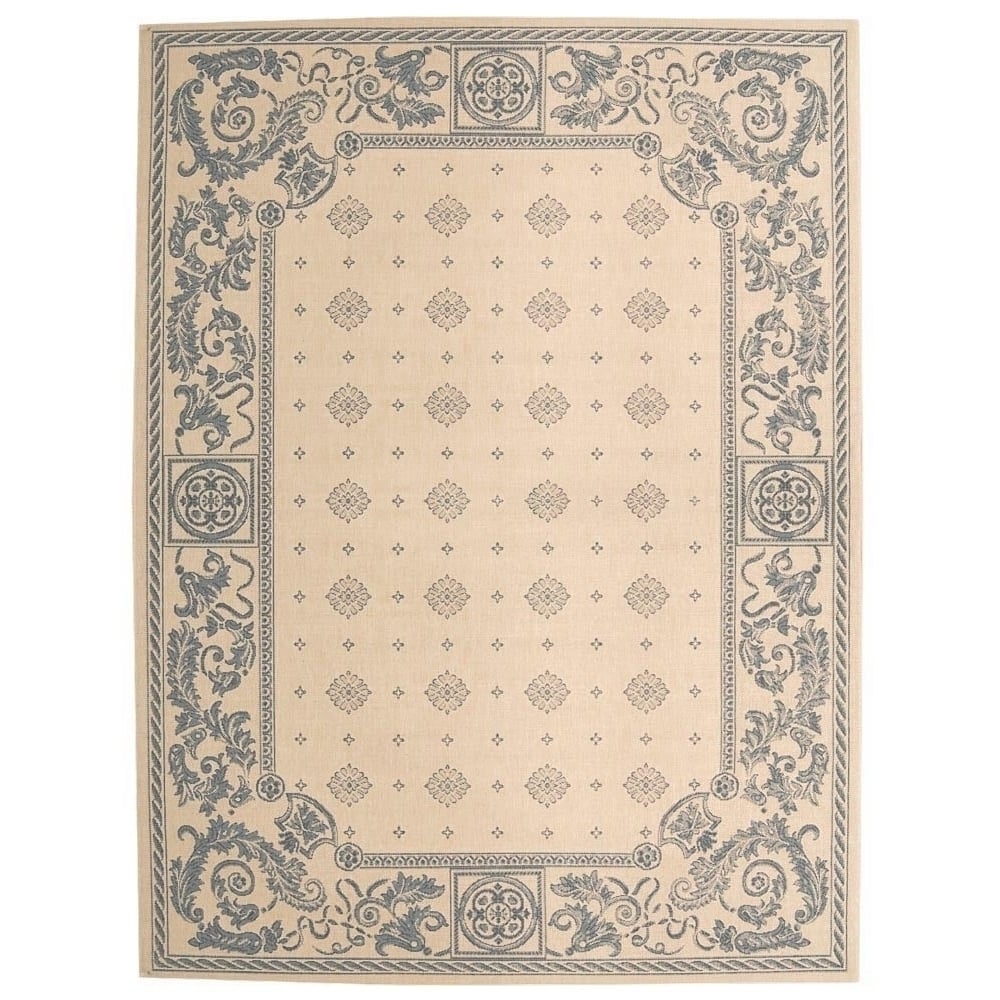 SAFAVIEH Outdoor CY1356-3101 Courtyard Natural / Blue Rug Image 1