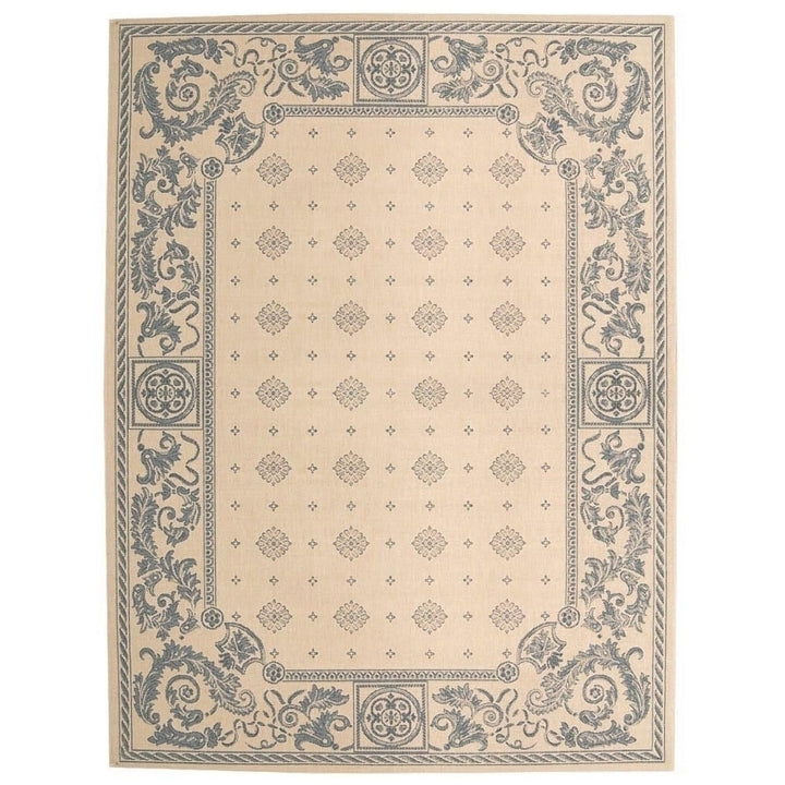 SAFAVIEH Outdoor CY1356-3101 Courtyard Natural / Blue Rug Image 1