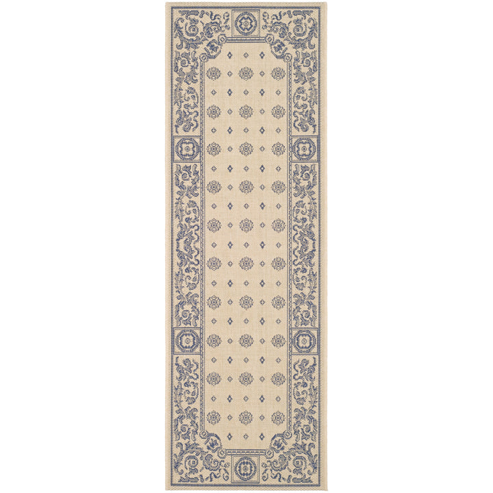 SAFAVIEH Outdoor CY1356-3101 Courtyard Natural / Blue Rug Image 4