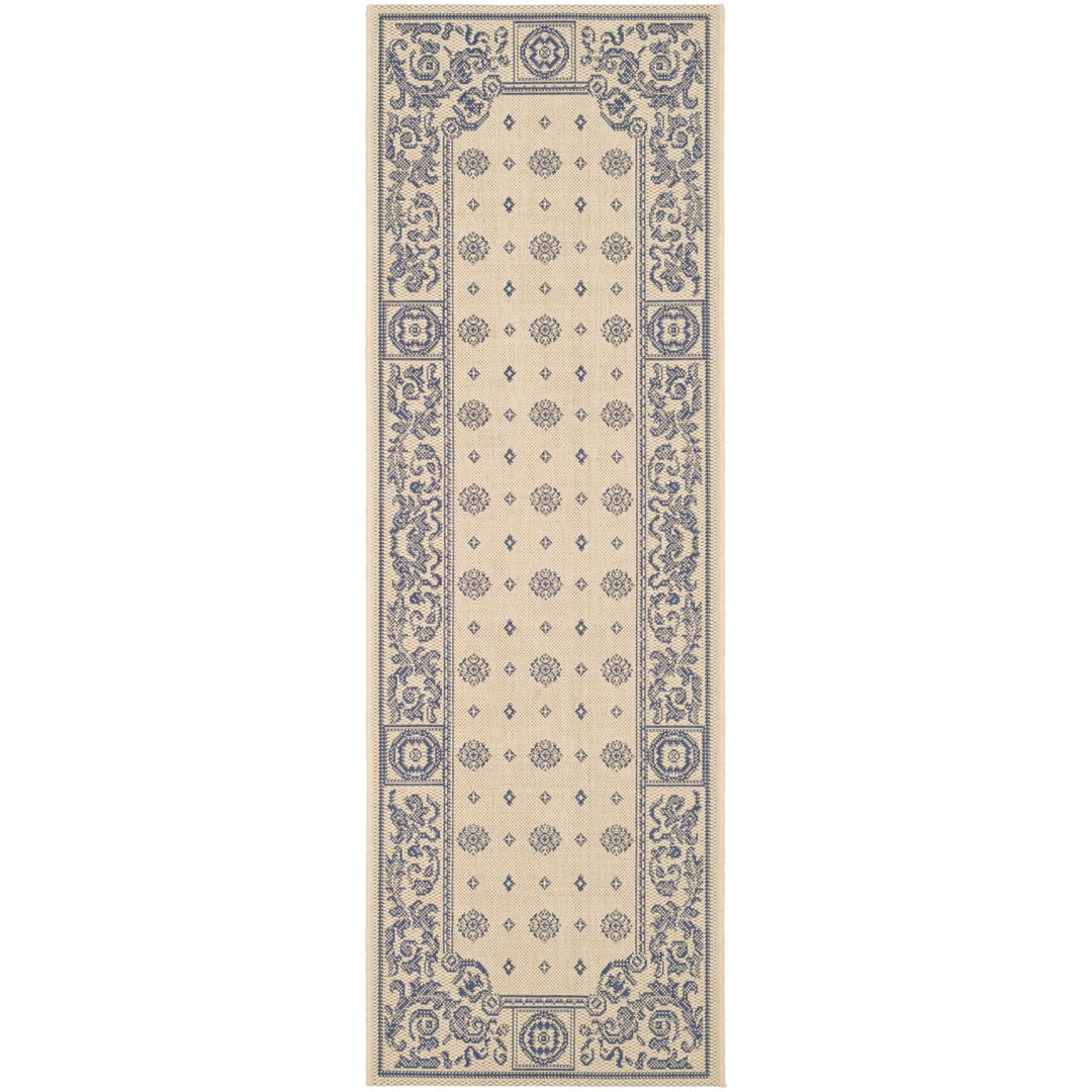 SAFAVIEH Outdoor CY1356-3101 Courtyard Natural / Blue Rug Image 1