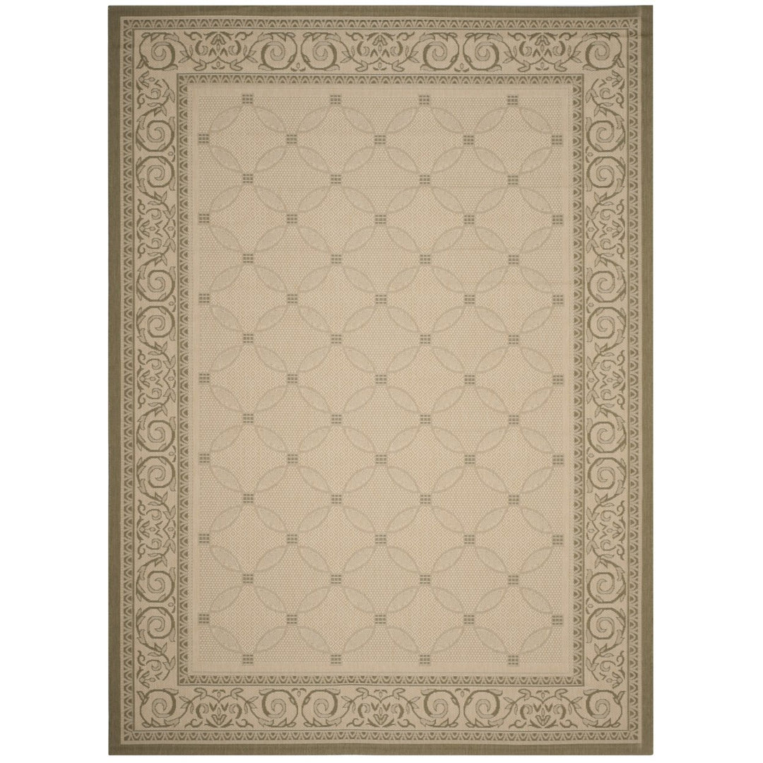 SAFAVIEH Outdoor CY1502-1E01 Courtyard Natural / Olive Rug Image 1