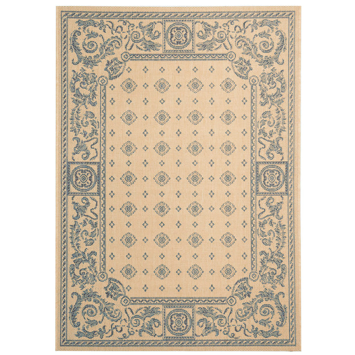 SAFAVIEH Outdoor CY1356-3101 Courtyard Natural / Blue Rug Image 7