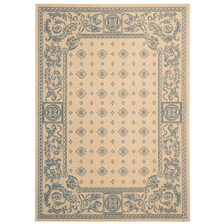 SAFAVIEH Outdoor CY1356-3101 Courtyard Natural / Blue Rug Image 1