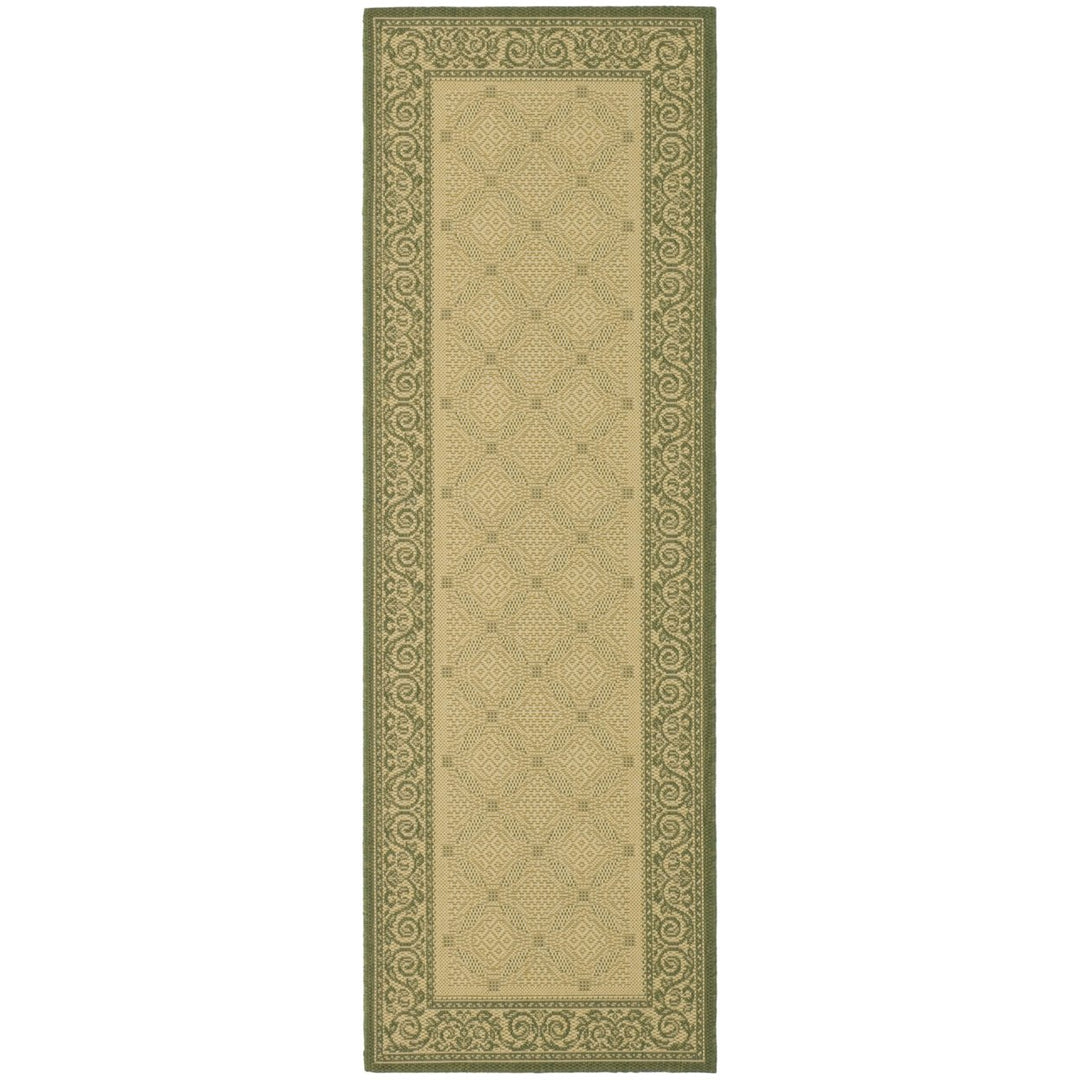 SAFAVIEH Outdoor CY1502-1E01 Courtyard Natural / Olive Rug Image 1