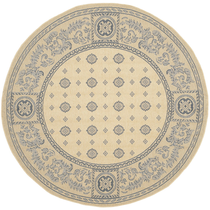 SAFAVIEH Outdoor CY1356-3101 Courtyard Natural / Blue Rug Image 8