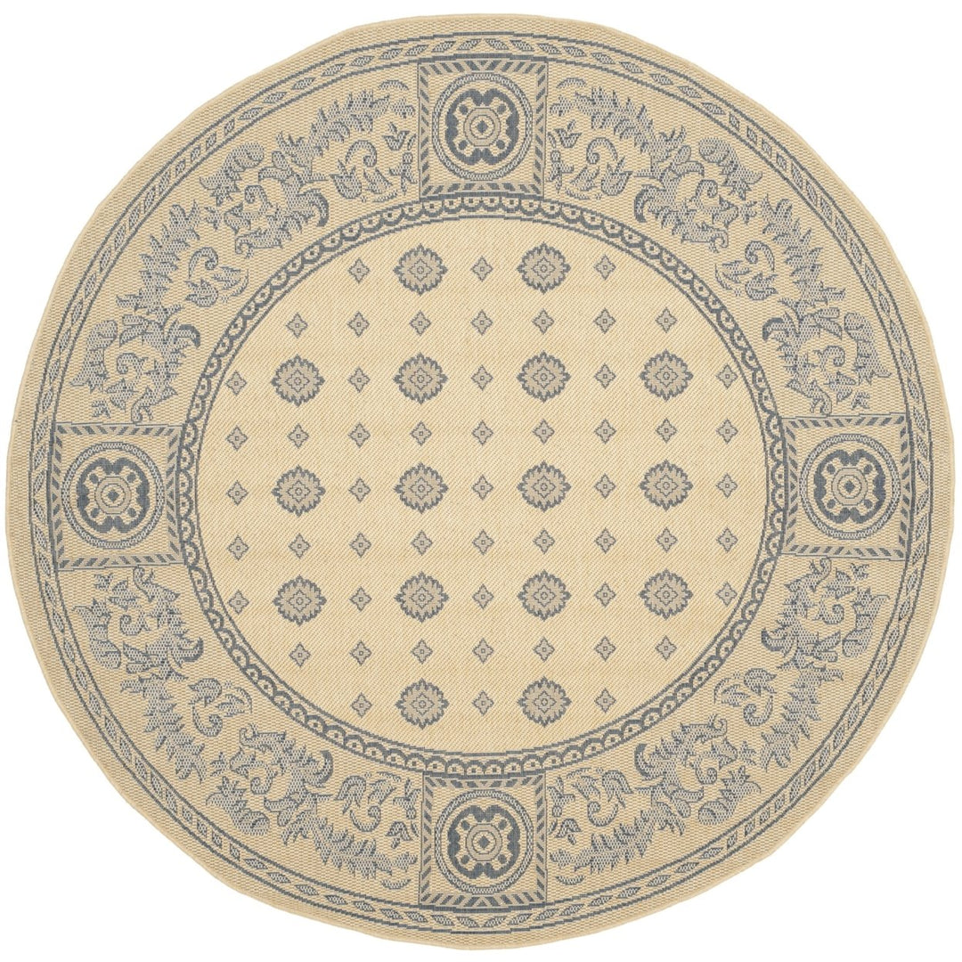 SAFAVIEH Outdoor CY1356-3101 Courtyard Natural / Blue Rug Image 1