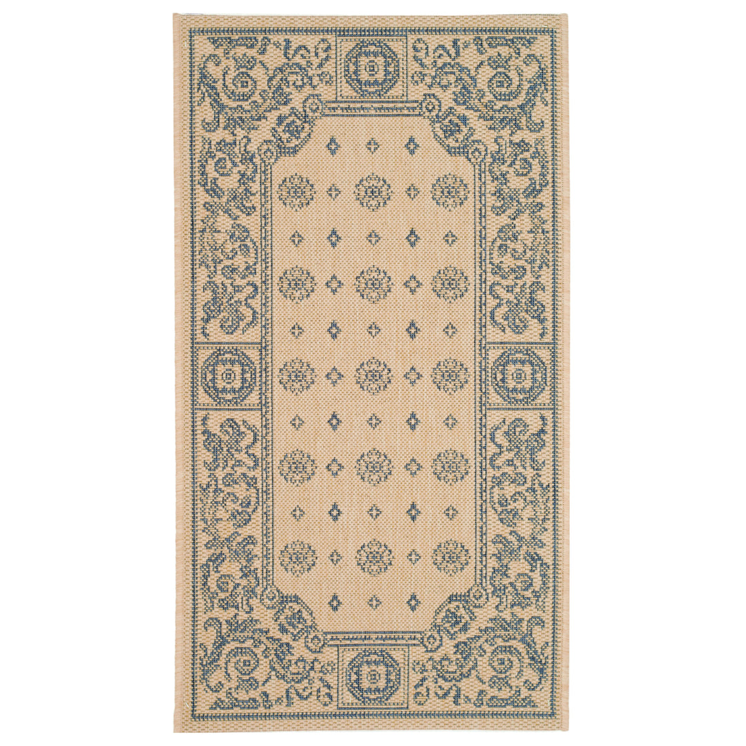 SAFAVIEH Outdoor CY1356-3101 Courtyard Natural / Blue Rug Image 9