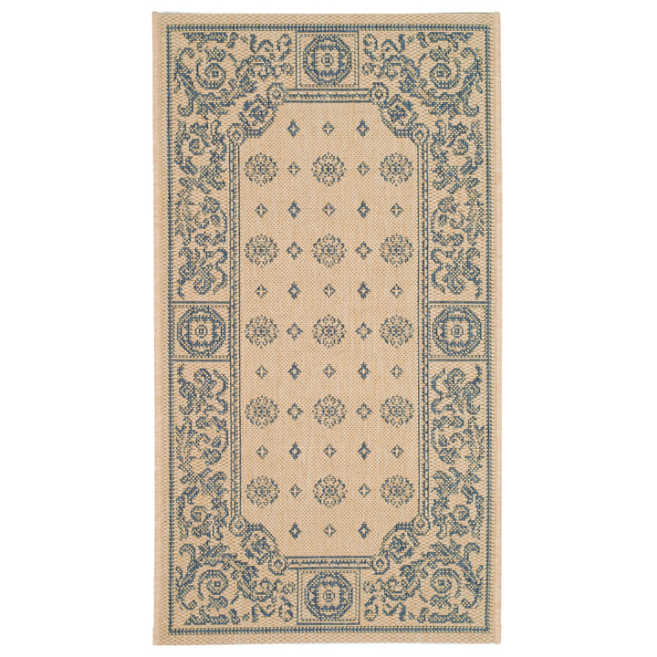 SAFAVIEH Outdoor CY1356-3101 Courtyard Natural / Blue Rug Image 9