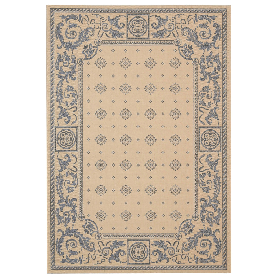 SAFAVIEH Outdoor CY1356-3101 Courtyard Natural / Blue Rug Image 10