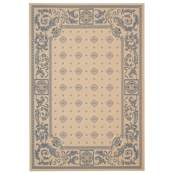 SAFAVIEH Outdoor CY1356-3101 Courtyard Natural / Blue Rug Image 10