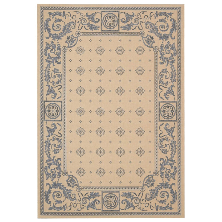 SAFAVIEH Outdoor CY1356-3101 Courtyard Natural / Blue Rug Image 1