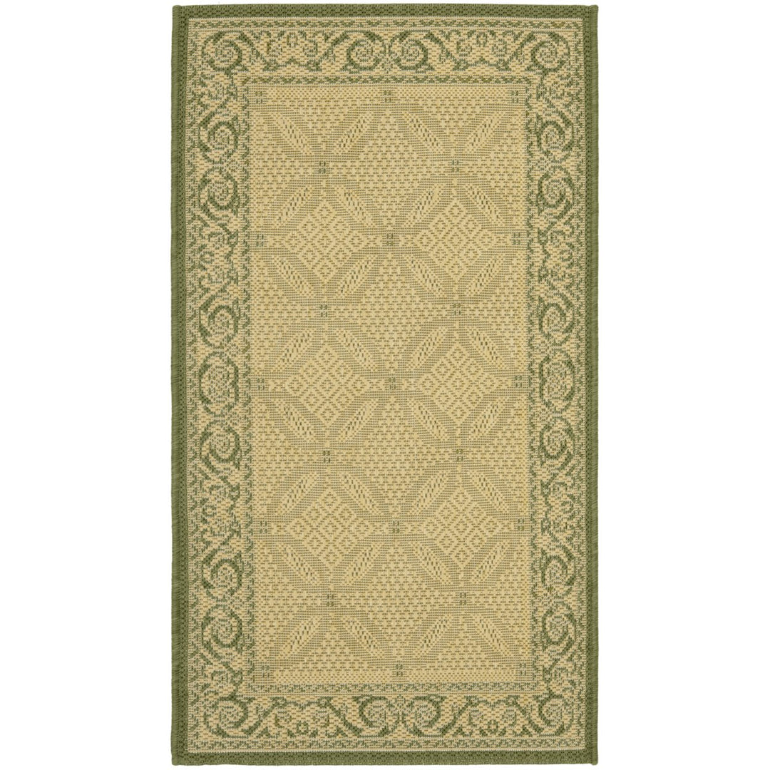 SAFAVIEH Outdoor CY1502-1E01 Courtyard Natural / Olive Rug Image 1