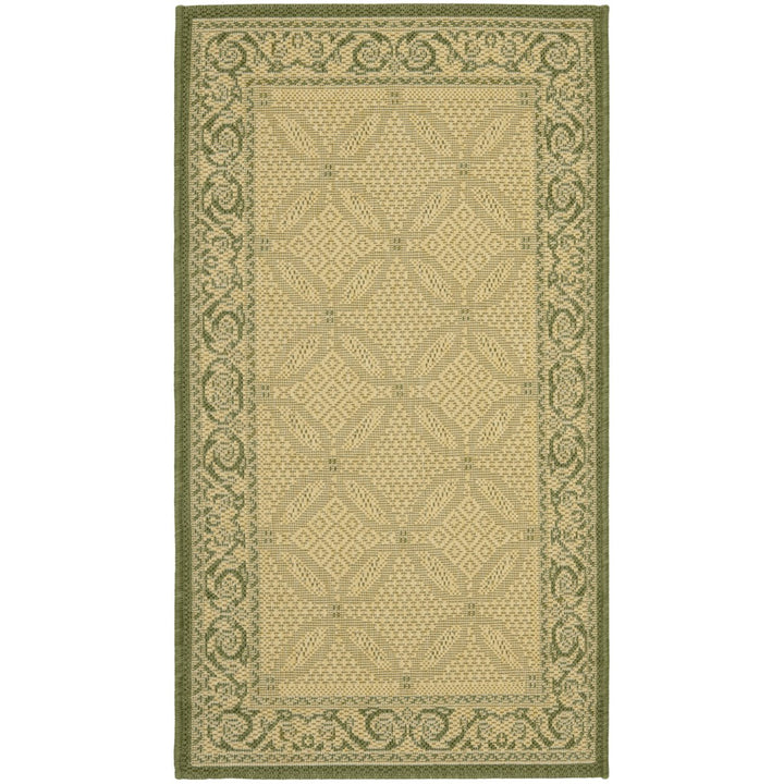 SAFAVIEH Outdoor CY1502-1E01 Courtyard Natural / Olive Rug Image 1