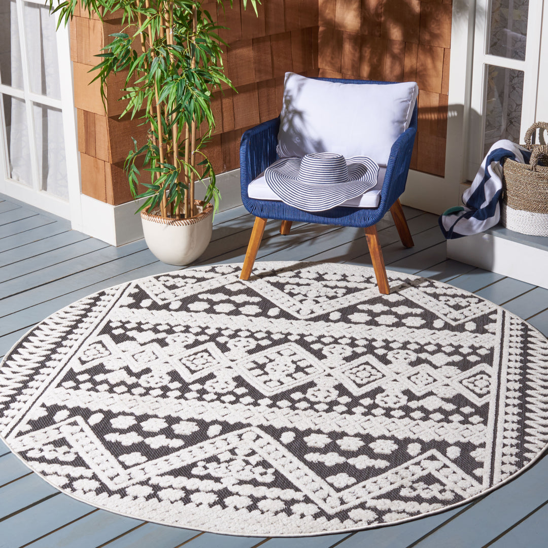 SAFAVIEH Outdoor CBN658A Cabana Collection Ivory / Grey Rug Image 9