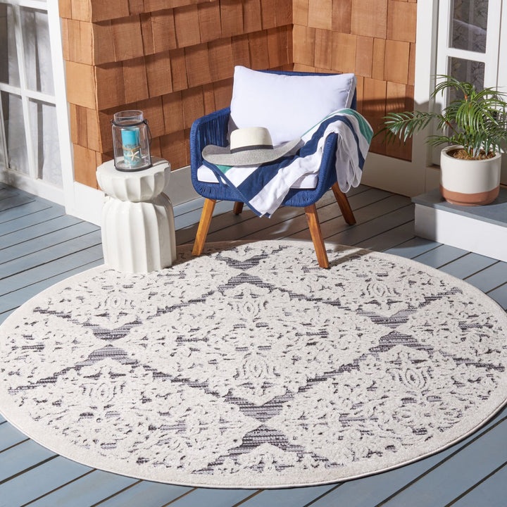 SAFAVIEH Outdoor CBN660A Cabana Collection Ivory / Grey Rug Image 9