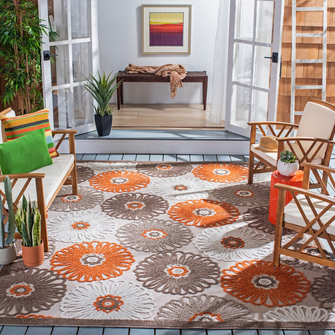 SAFAVIEH Outdoor CBN676C Cabana Collection Beige / Orange Rug Image 1