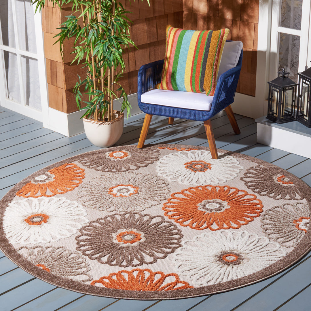 SAFAVIEH Outdoor CBN676C Cabana Collection Beige / Orange Rug Image 2