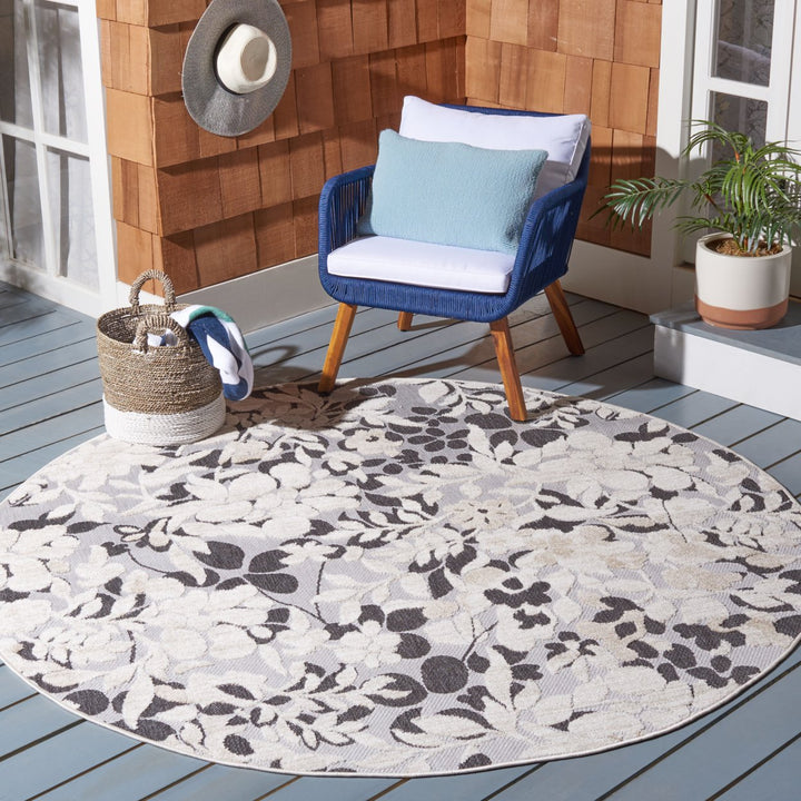 SAFAVIEH Indoor Outdoor CBN672A Cabana Ivory / Charcoal Rug Image 9