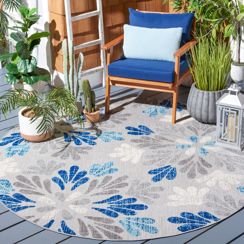 SAFAVIEH Outdoor CBN800F Cabana Collection Grey / Blue Rug Image 2