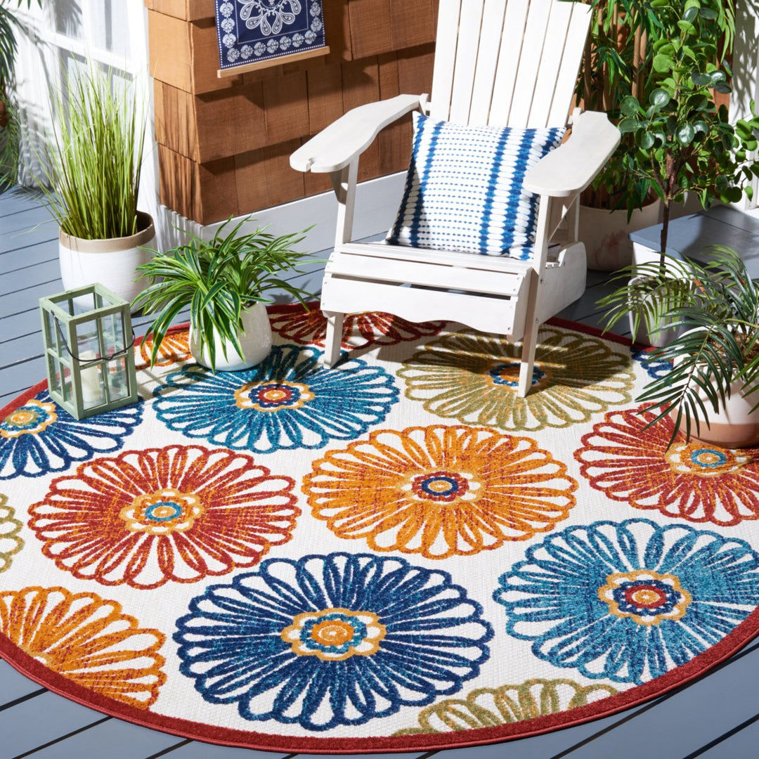 SAFAVIEH Outdoor CBN801A Cabana Collection Creme / Red Rug Image 2