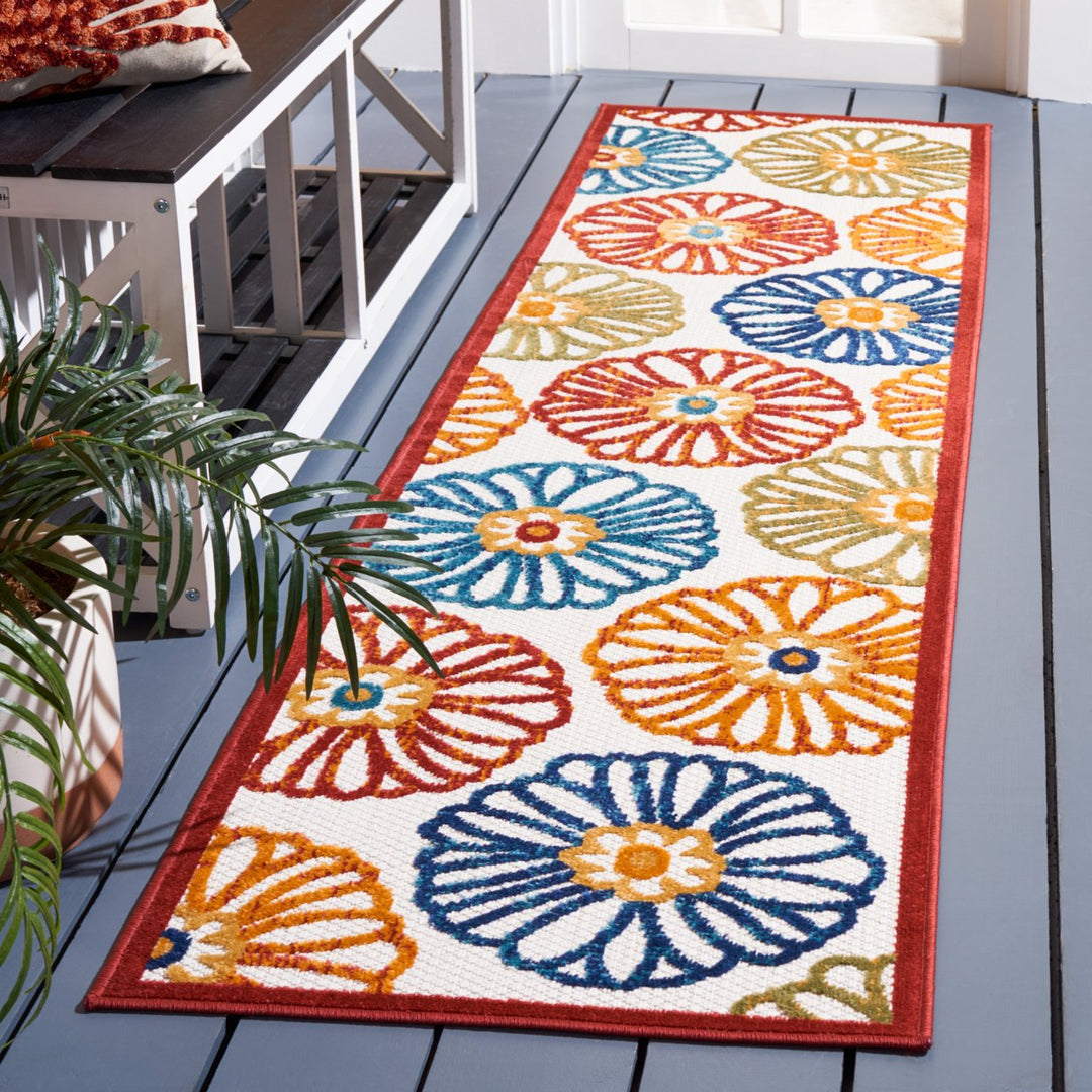 SAFAVIEH Outdoor CBN801A Cabana Collection Creme / Red Rug Image 3