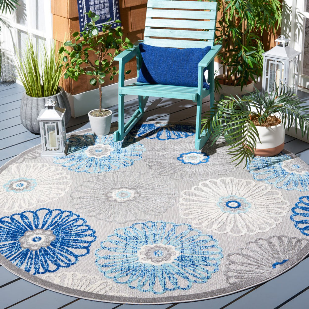 SAFAVIEH Outdoor CBN801F Cabana Collection Grey / Blue Rug Image 2