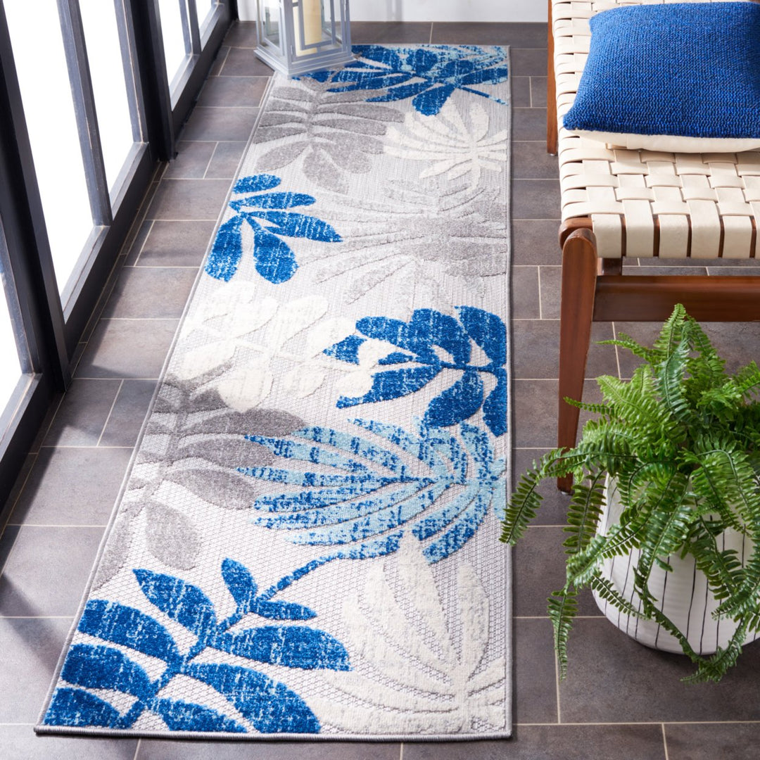 SAFAVIEH Outdoor CBN814F Cabana Collection Grey / Blue Rug Image 3