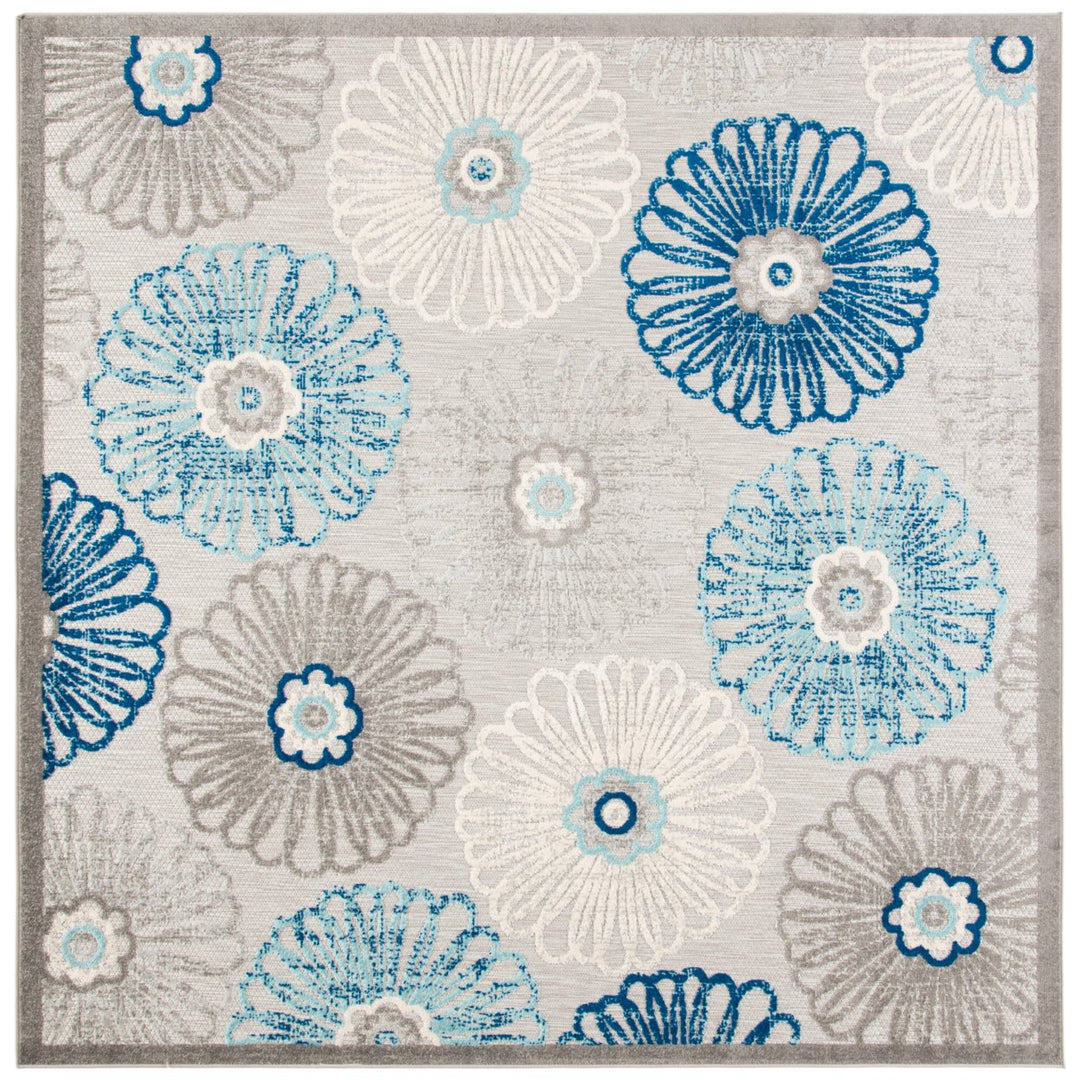 SAFAVIEH Outdoor CBN801F Cabana Collection Grey / Blue Rug Image 1