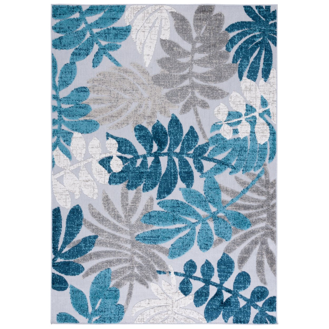 SAFAVIEH Outdoor CBN814F Cabana Collection Grey / Blue Rug Image 4