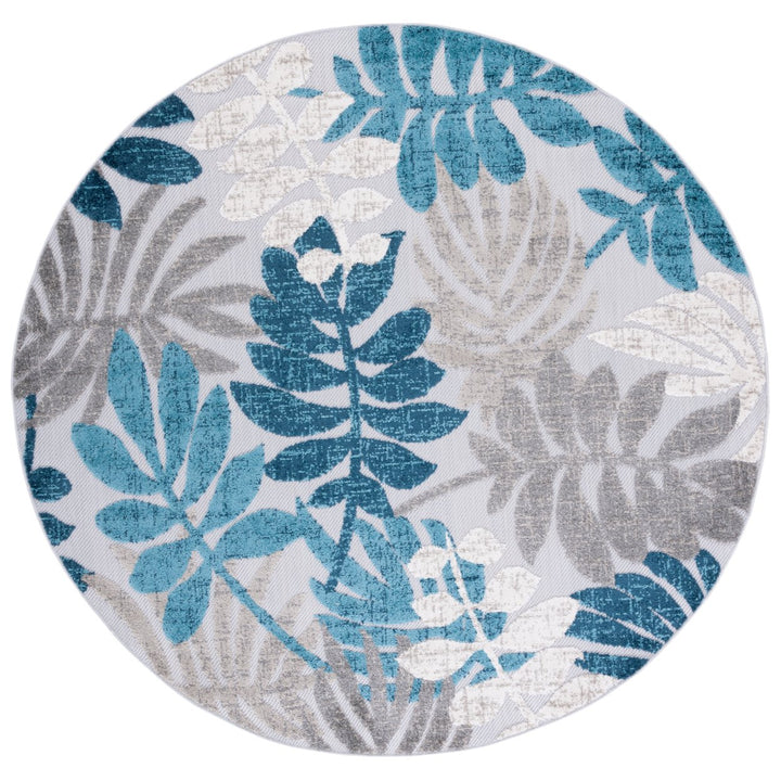 SAFAVIEH Outdoor CBN814F Cabana Collection Grey / Blue Rug Image 1