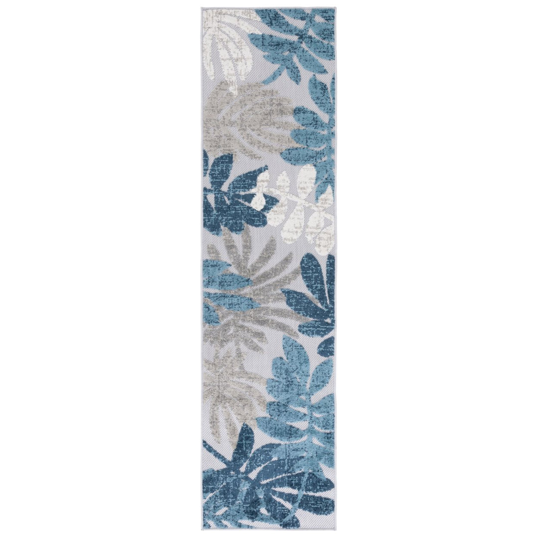 SAFAVIEH Outdoor CBN814F Cabana Collection Grey / Blue Rug Image 1