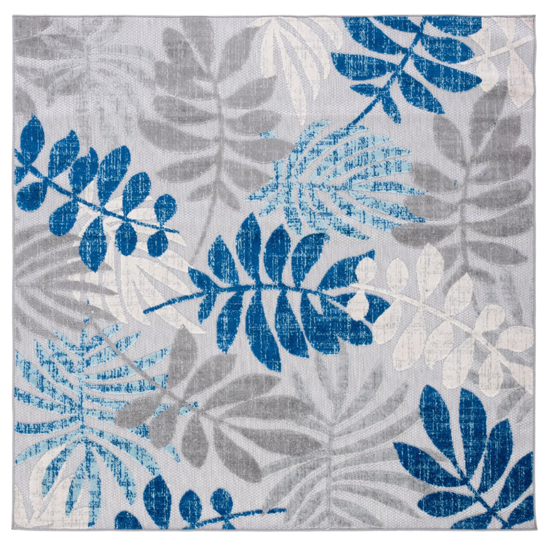 SAFAVIEH Outdoor CBN814F Cabana Collection Grey / Blue Rug Image 1