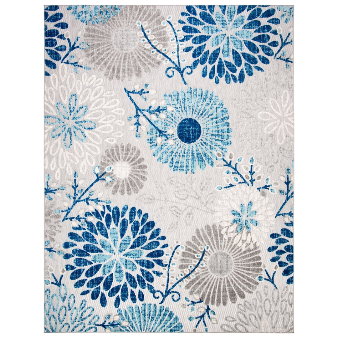 SAFAVIEH Outdoor CBN832F Cabana Collection Grey / Blue Rug Image 1