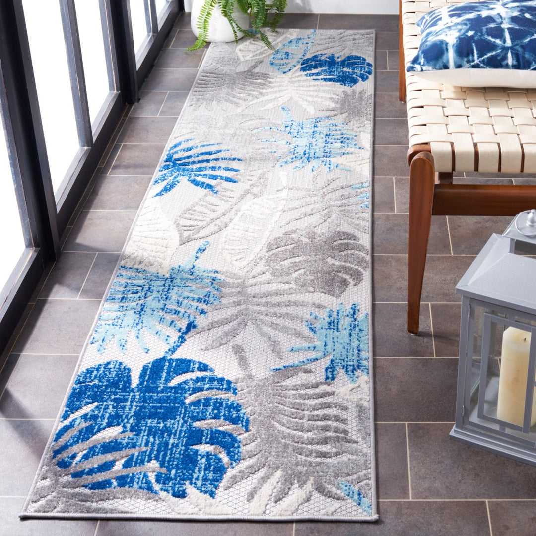 SAFAVIEH Outdoor CBN831F Cabana Collection Grey / Blue Rug Image 9