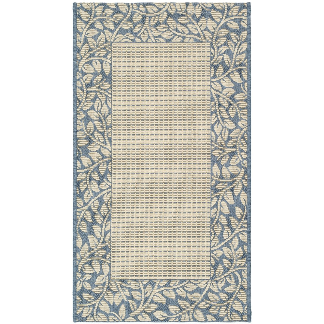 SAFAVIEH Outdoor CY0727-3101 Courtyard Natural / Blue Rug Image 2