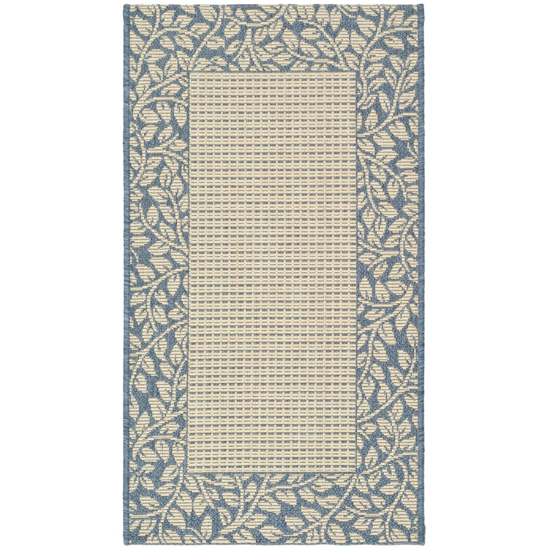 SAFAVIEH Outdoor CY0727-3101 Courtyard Natural / Blue Rug Image 1