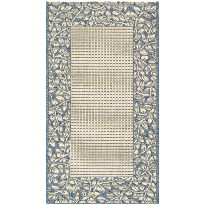 SAFAVIEH Outdoor CY0727-3101 Courtyard Natural / Blue Rug Image 1
