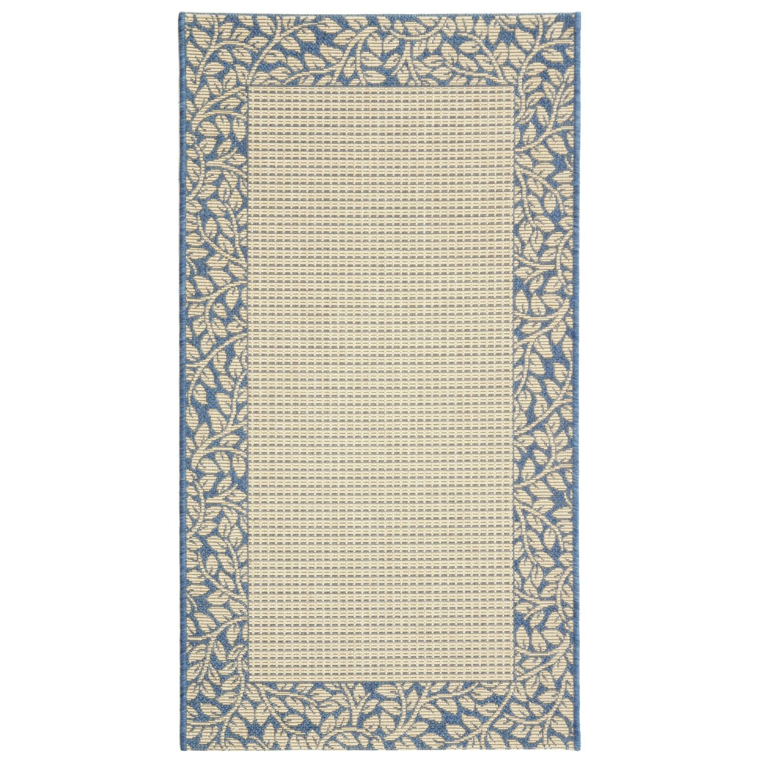 SAFAVIEH Outdoor CY0727-3101 Courtyard Natural / Blue Rug Image 4