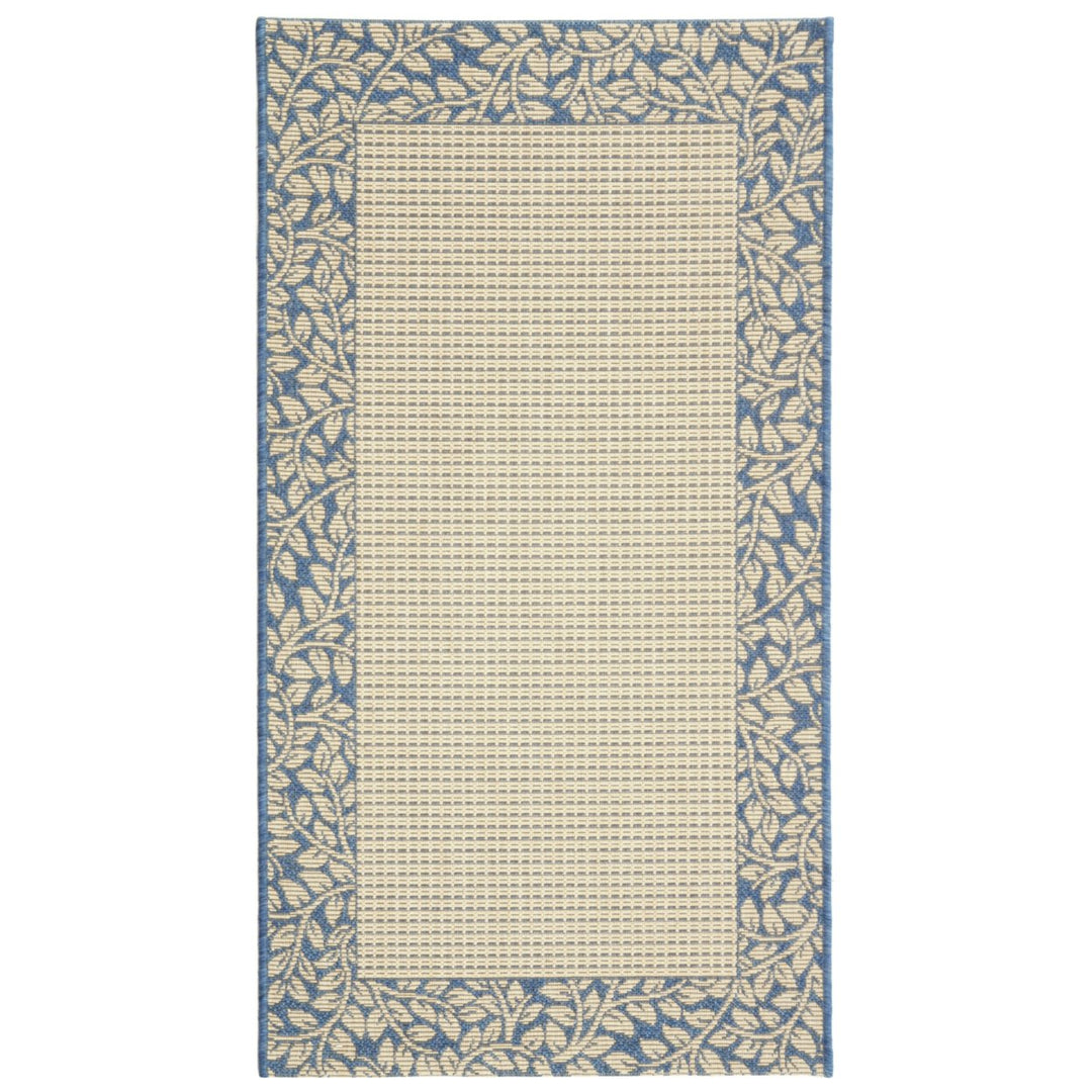 SAFAVIEH Outdoor CY0727-3101 Courtyard Natural / Blue Rug Image 1