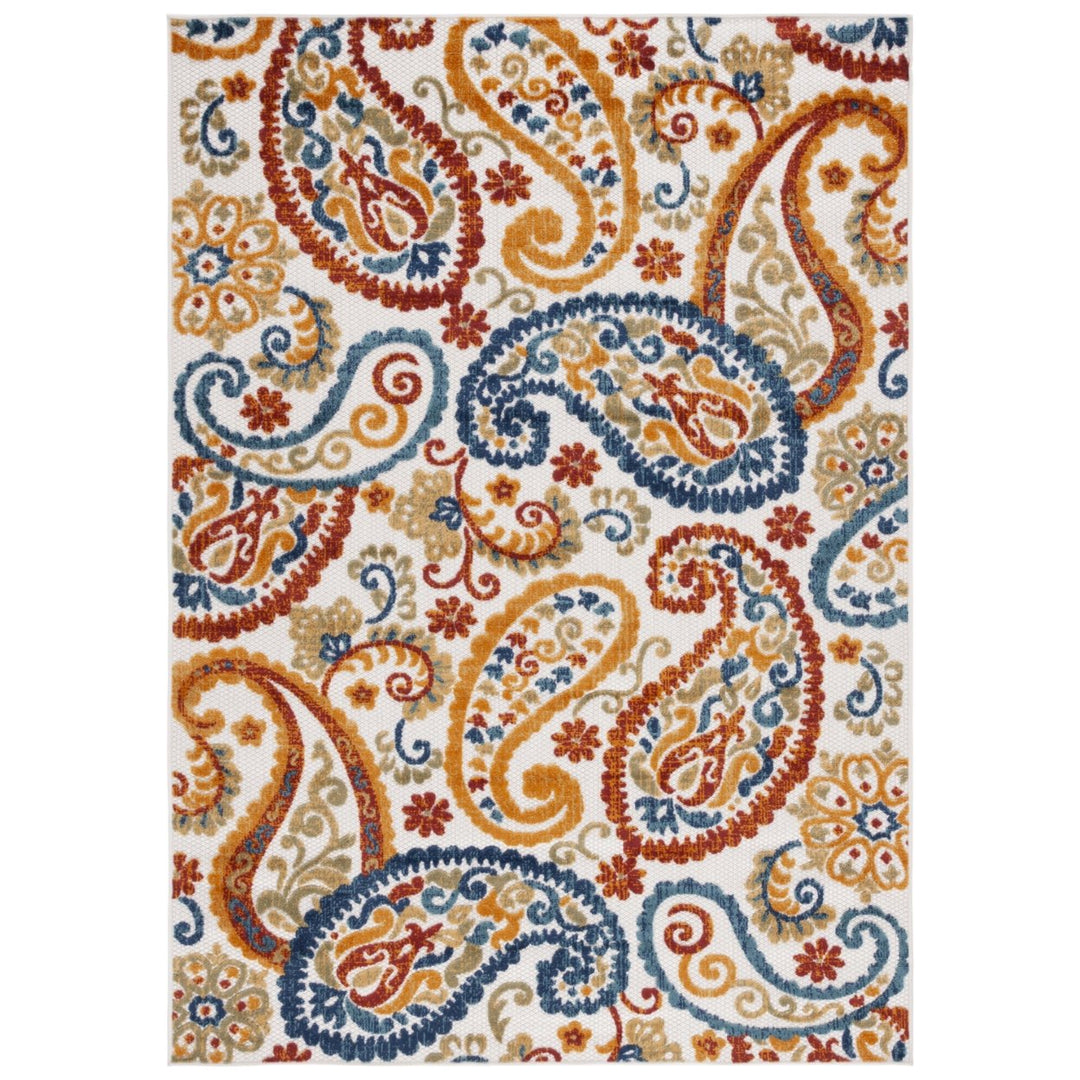 SAFAVIEH Outdoor CBN887A Cabana Collection Cream / Navy Rug Image 1