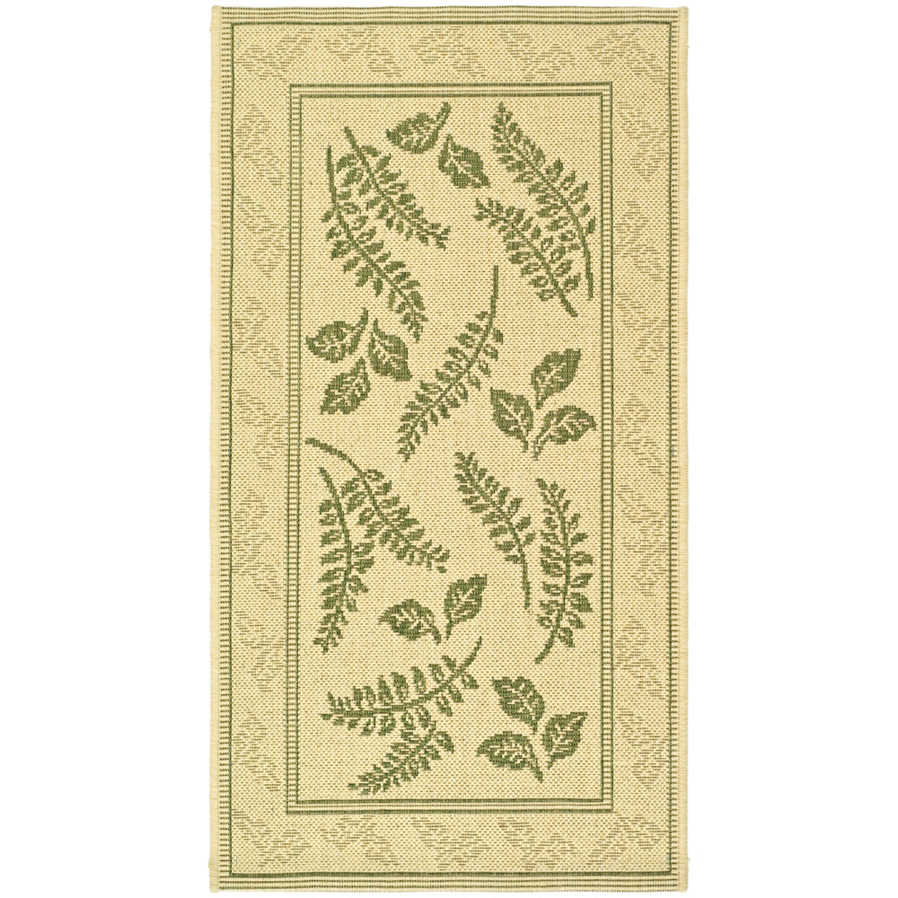 SAFAVIEH Outdoor CY0772-1E01 Courtyard Natural / Olive Rug Image 2