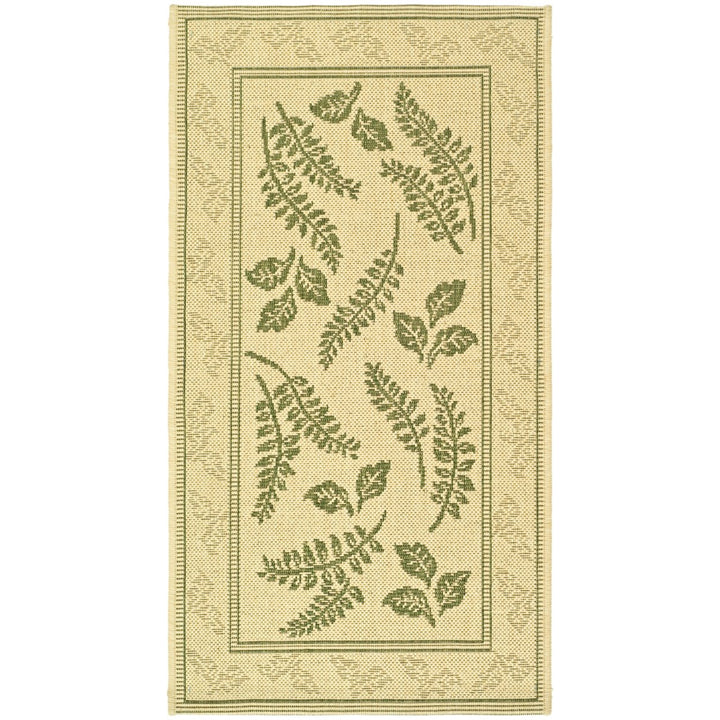 SAFAVIEH Outdoor CY0772-1E01 Courtyard Natural / Olive Rug Image 1