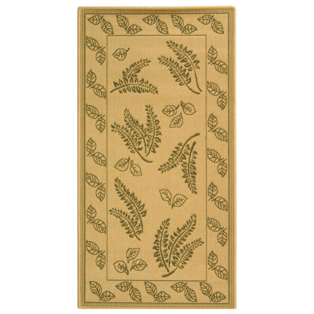 SAFAVIEH Outdoor CY0772-1E01 Courtyard Natural / Olive Rug Image 4