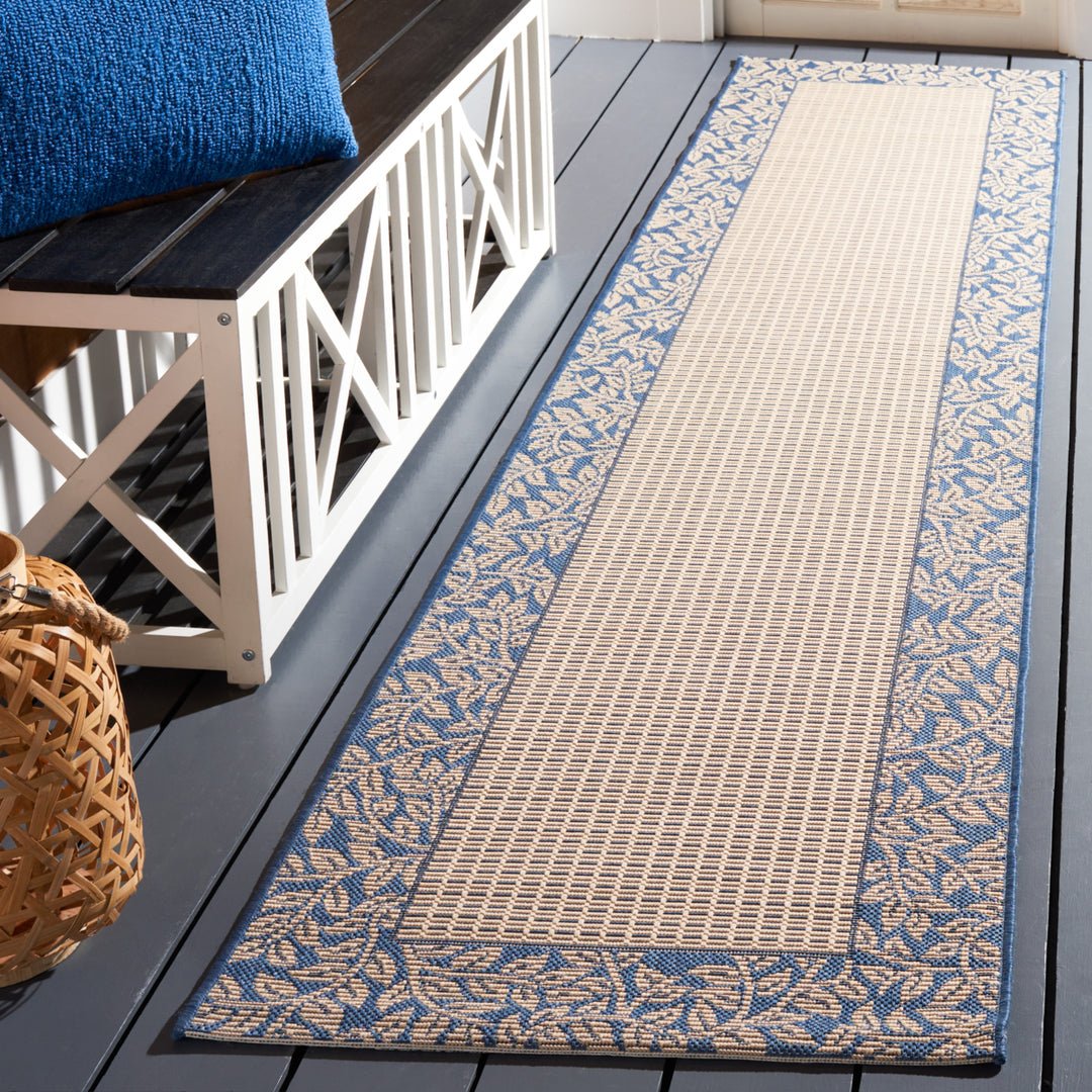 SAFAVIEH Outdoor CY0727-3101 Courtyard Natural / Blue Rug Image 12