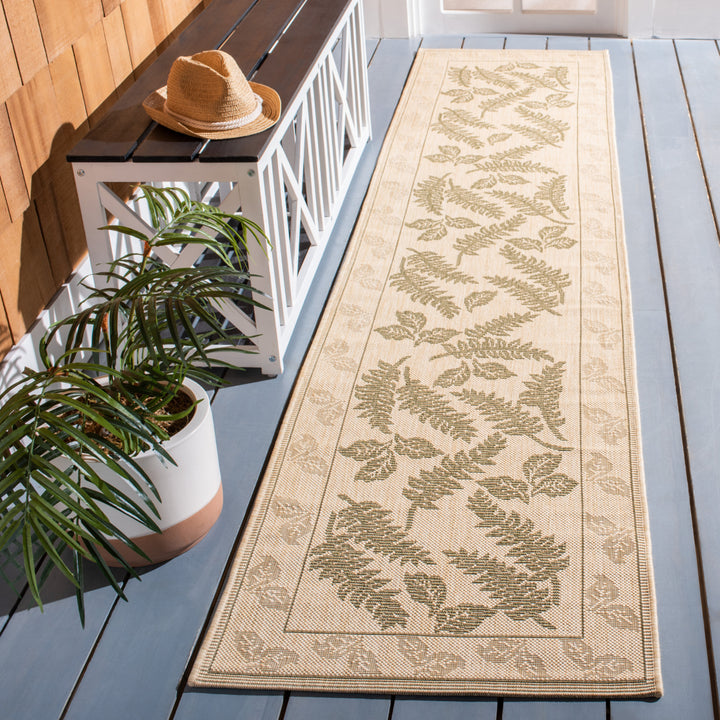 SAFAVIEH Outdoor CY0772-1E01 Courtyard Natural / Olive Rug Image 11